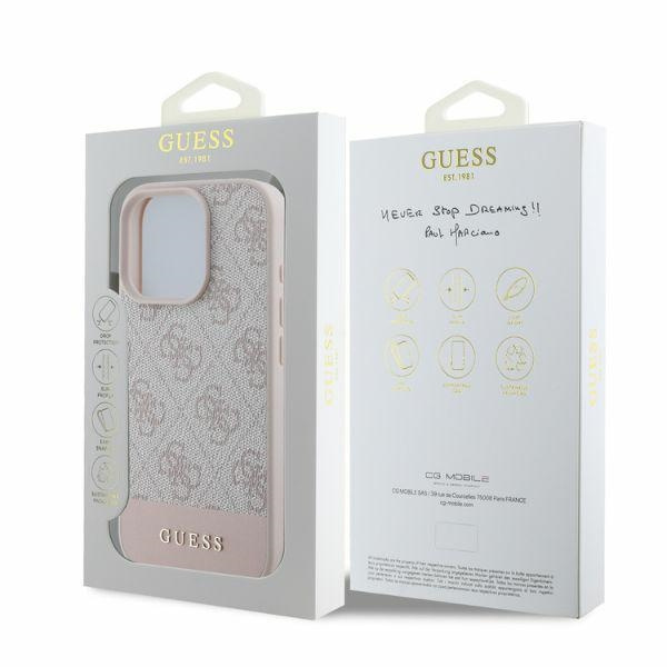 Guess GUHCP16LG4GLPI iPhone 16 Pro 6.3" różowy/pink hardcase 4G Bottom Stripe