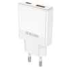 JELLICO wall charger EU57 PD 20W 1xUSB-C + 1xUSB QC3.0 + cable USB-C - USB-C White