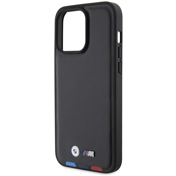Etui BMW Leather Stamp Tricolor do iPhone 15 Pro Max - czarne