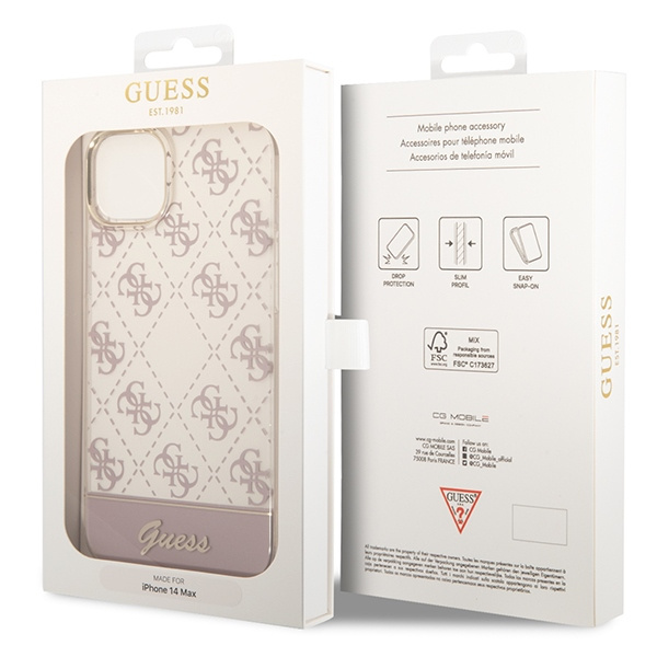 Guess GUHCP14MHG4MHP iPhone 14 Plus/ 15 Plus 6.7" różowy/pink hardcase 4G Pattern Script