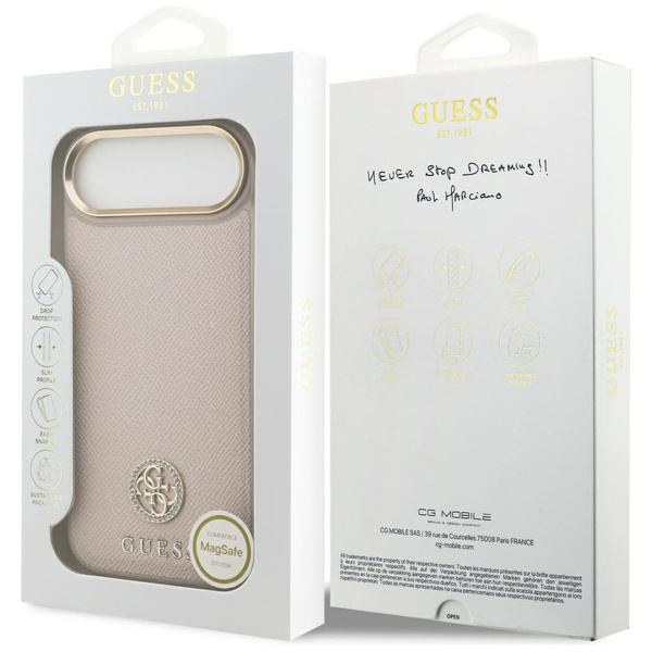 Etui Guess Grained Strass Logo MagSafe   do iPhone Air różowy