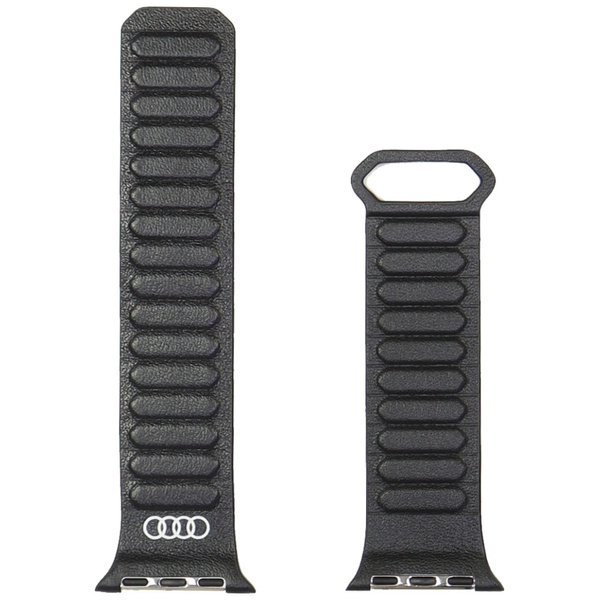 Pasek Audi Logo Genuine Leather Magnetic Ring do Apple Watch 40/41/42mm czarny