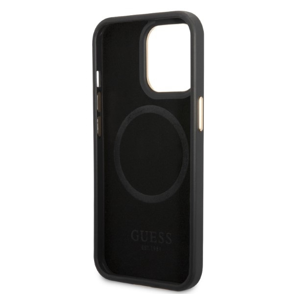 Guess GUHMP13LSAPSTK iPhone 13 Pro / 13 6,1" czarny/black hardcase Peony Logo Plate MagSafe