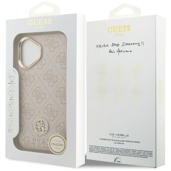 Etui Guess 4G Strass Logo MagSafe do     iPhone 17 różowy
