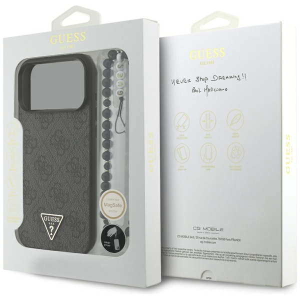 Etui Guess 4G Strap Triangle Logo MagSafe do iPhone 17 Pro Max czarny