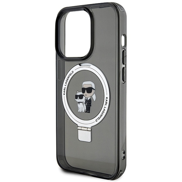 Etui Karl Lagerfeld Ring Stand Karl&Choupettte MagSafe do iPhone 15 Pro Max - czarne