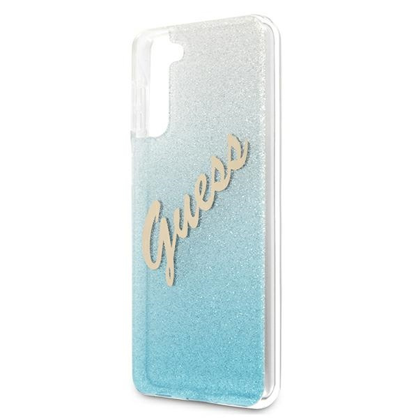 Guess GUHCS21MPCUGLSBL S21+ G996niebieski/blue hardcase Glitter Gradient Script