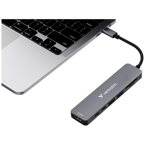 Adapter Hub Verbatim HDMI/USB-C          3.2/USB-C/2xUSB-A 3.2/SD/microSD aluminiowy 32158