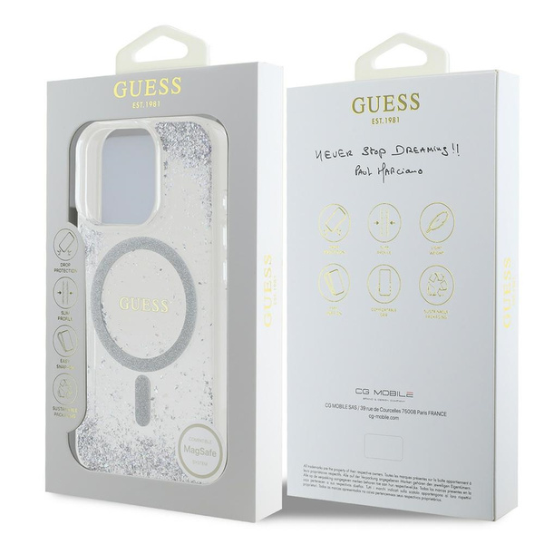 Guess GUHMP16XRGRGES iPhone 16 Pro Max 6.9" srebrny/silver hardcase Resin Gradient Glitter MagSafe
