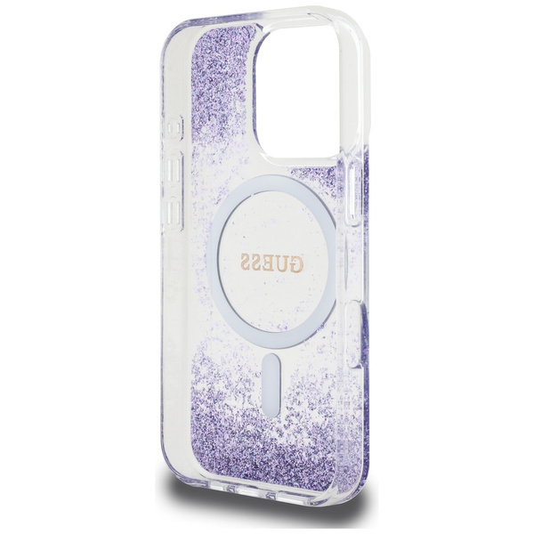 Etui Guess HC Resin Bottom Glitter do iPhone 16 Pro Max MagSafe fioletowy