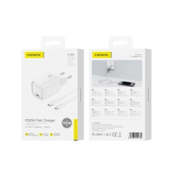 FONENG wall charger EU69 PD 20W 1xUSB-C + cable USB-C - Lightning White