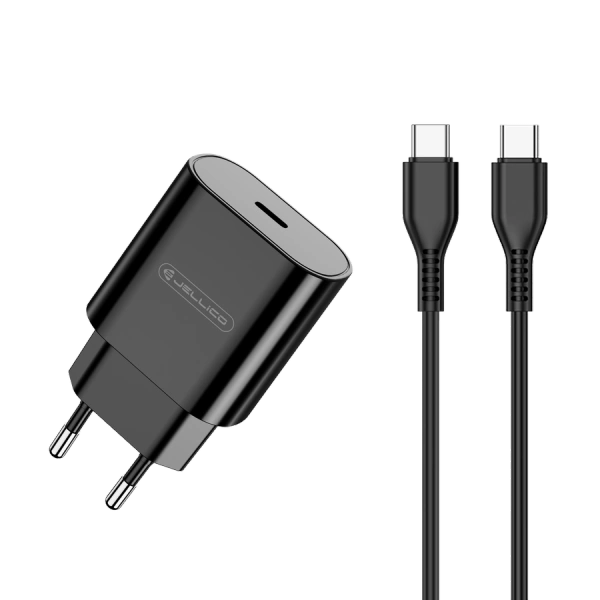 JELLICO ładowarka sieciowa C35 PD 25W 1xUSB-C + kabel USB-C - USB-C Czarny