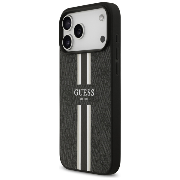 Etui Guess 4G Printed Stripes MagSafe do iPhone 17 Pro Max czarny