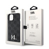 KARL LAGERFELD KLHCP15SPKLPKLK IPHONE 15/14/13 6.1 "BLACK / BLACK HARDCASE LEATHER MONOGRAM HOT STAMP METAL LOGO