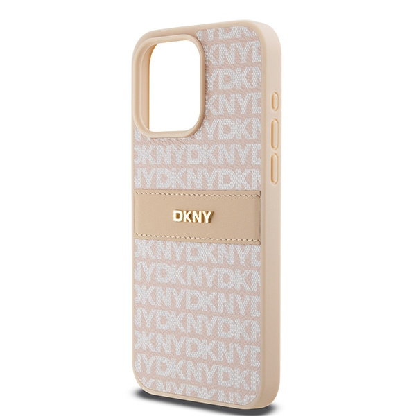 DKNY DKHCP15XPRTHSLP iPhone 15 Pro Max6.7" różowy/pink hardcase Leather Mono Stripe & Metal Logo