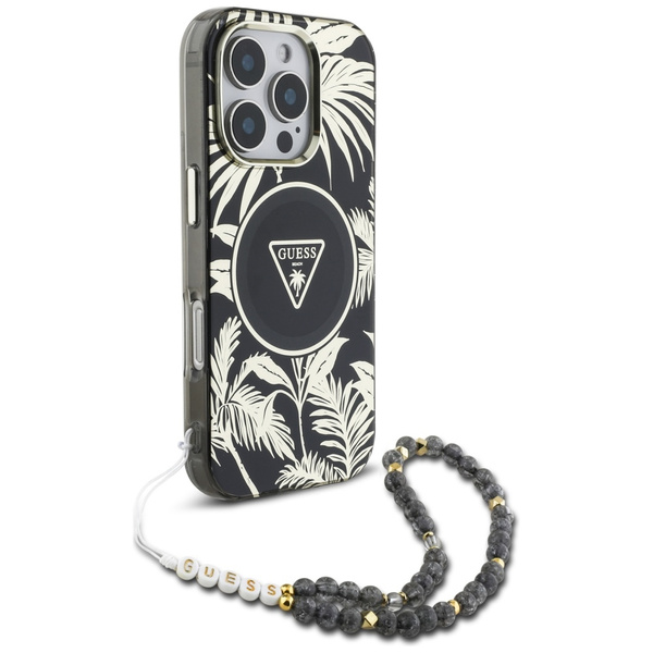 Etui Guess Palm Trees Triangle Pearl     Strap MagSafe do iPhone 16  Pro Max czarny