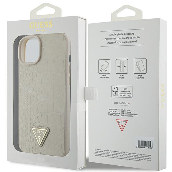 Guess GUHCP15SPCRTHCD iPhone 15 / 14 / 13 6.1" złoty/gold hardcase Croco Triangle Metal Logo