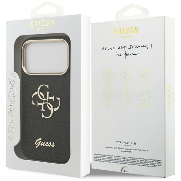 Etui Guess Fixed Glitter Big 4G Metal    Frame do iPhone 17 Pro czarny