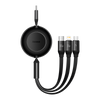 Baseus kabel Bright Mirror 2 3w1 USB - micro USB + Lightning + USB-C 1,1m 100W czarny zwijany