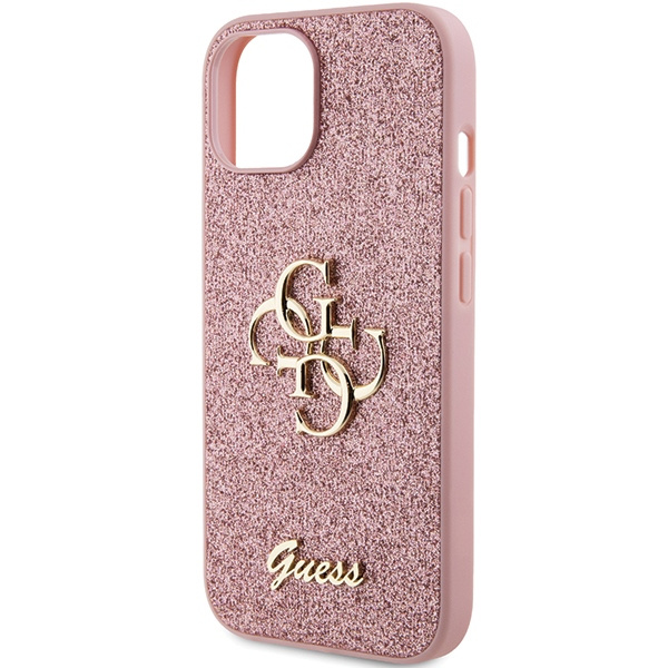 Guess GUHCP15SHG4SGP iPhone 15 / 14 / 13 6.1" różowy/pink hardcase Glitter Script Big 4G