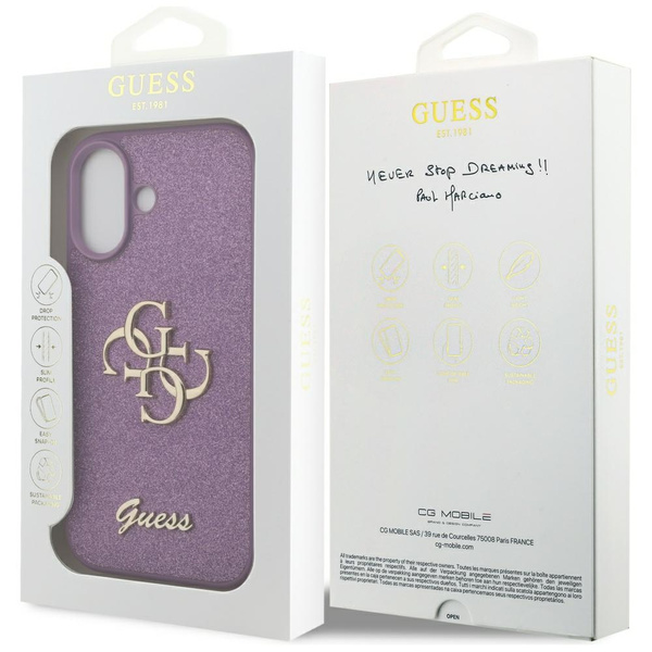 Etui Guess Fixed Glitter Big 4G do       iPhone 17 liliowy