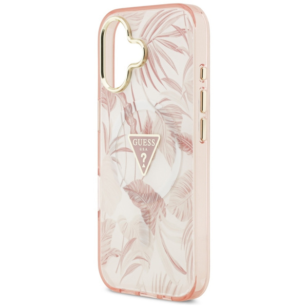 Etui Guess Jungle Tonal Triangle MagSafe do iPhone 17 różowy