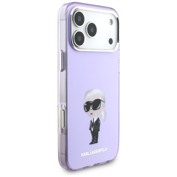Etui Karl Lagerfeld IML Aquarelle Karl   & Choupette & Logo MagSafe do iPhone 17 Pro Max fioletowy
