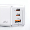 USAMS Ład. siec. 2xUSB-C+1xUSB 65W (only head) GaN PD3.0 +QC3.0 Fast Charging czarny/black Sandru Series CC180TC01 (US-CC180)