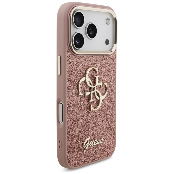Etui Guess Fixed Glitter Big 4G Metal    Frame do iPhone 17 Pro różowy