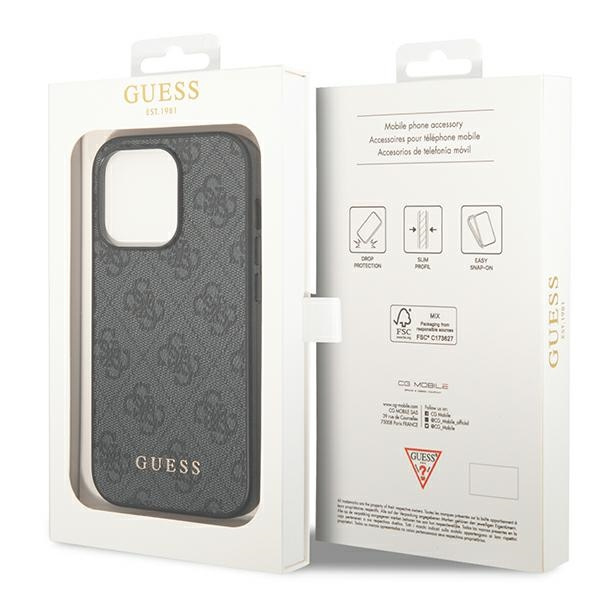 Guess GUHCP14XG4GFGR iPhone 14 Pro Max6,7" szary/grey hard case 4G Metal Gold Logo