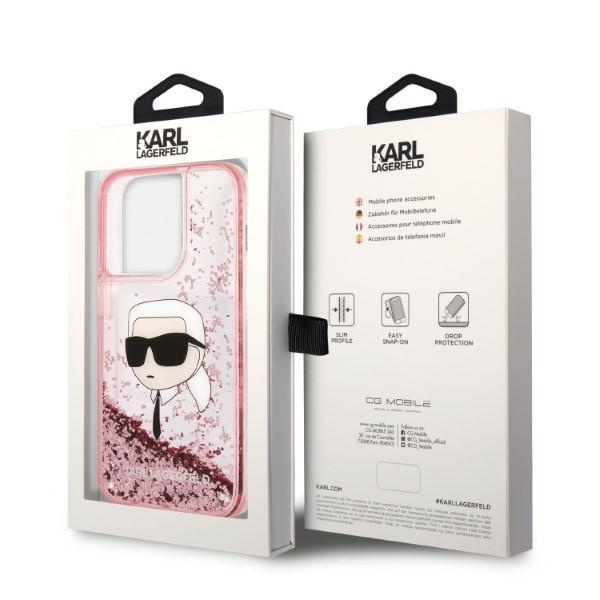 Etui Karl Lagerfeld Glitter Karl's Head na iPhone 14 Pro Max - różowe