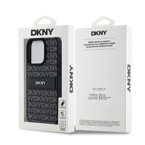 DKNY DKHCP15XPRTHSLK iPhone 15 Pro Max6.7" czarny/black hardcase Leather Mono Stripe & Metal Logo