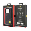 Etui Ferrari Perforated Waves Metal Logo na iPhone 15 Pro - czarne