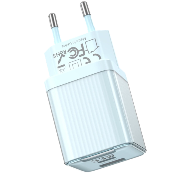 JELLICO ładowarka sieciowa EU55 GaN PD 33W 1xUSB-C + 1xUSB QC3.0 Niebieski