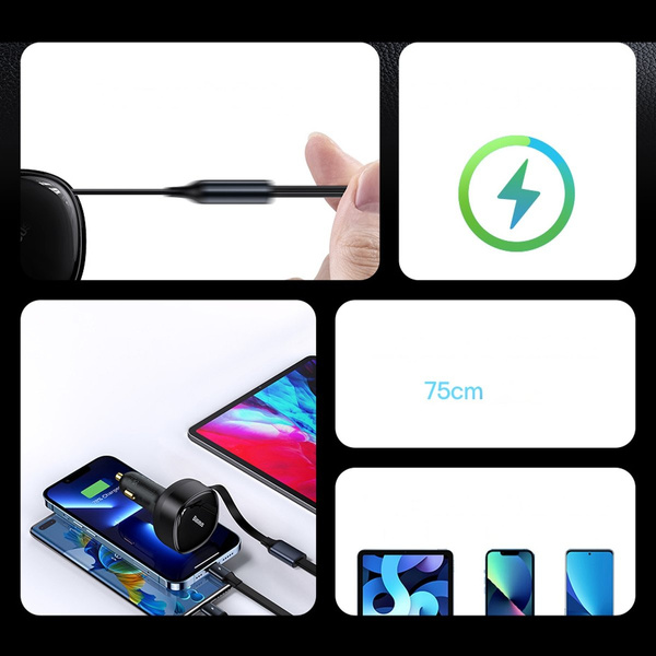 Baseus Enjoyment 2in1 car charger 30W black (CGTX000001)