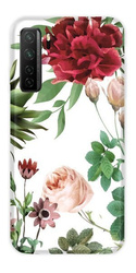 CaseGadget ETUI NADRUK CZERWONA RÓŻA I LIŚCIE NA BIAŁYM  HUAWEI P40 LITE 5G