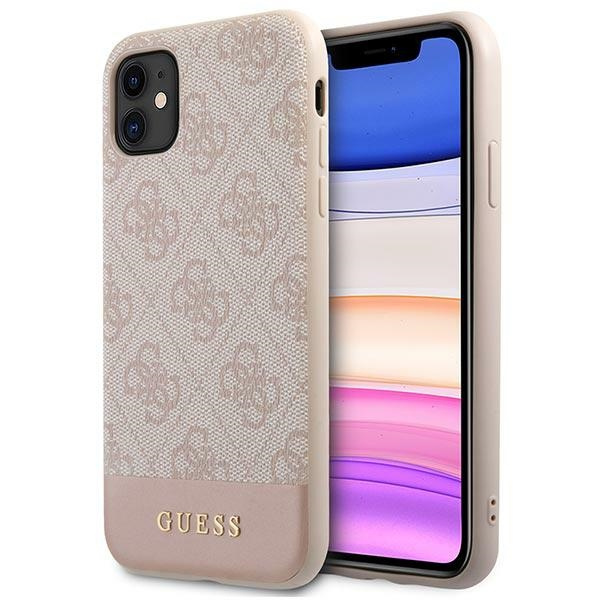 Guess GUHCN61G4GLPI iPhone 11 / Xr 6,1"różowy/pink hard case 4G Stripe Collection