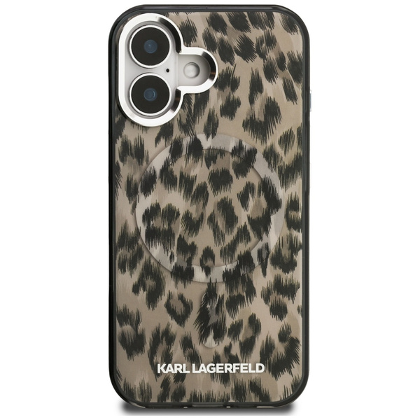 Etui Karl Lagerfeld IML Leopard Pattern  MagSafe do iPhone 16 brązowy