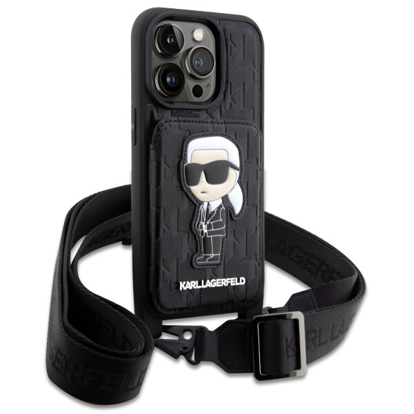 Karl Lagerfeld KLHCP14LCSAKHPKK iPhone 14 Pro 6.1" hardcase black/black Crossbody Saffiano Monogram Ikonik