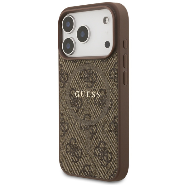 Etui Guess 4G Ring Classic Logo MagSafe  do iPhone 17 Pro brązowy