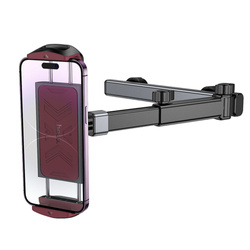 Uchwyt na telefon / tablet do samochodu uniwersalny Hoco na zagłówek teleskopowy (4,5" - 13") H69 czarno czerwony