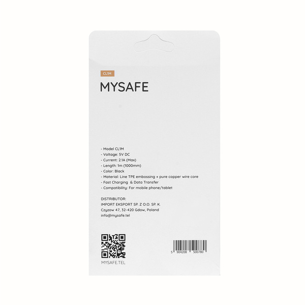 MYSAFE KABEL CL1M TYPE-C USB CZARNY
