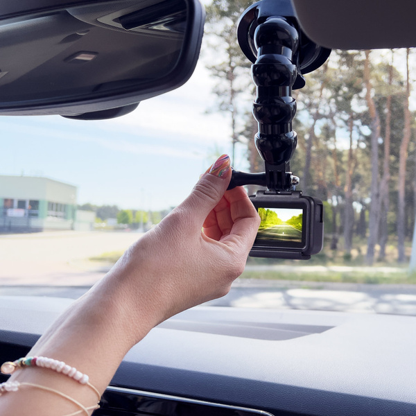 GOPRO MOUNT WITH SUCTION CUP FOR GOPRO, DJI, INSTA360, SJCAM, EKEN SPORTS CAMERAS + SMARTPHONE ADAPTER (GOPRO CAR SUCTION CUP)