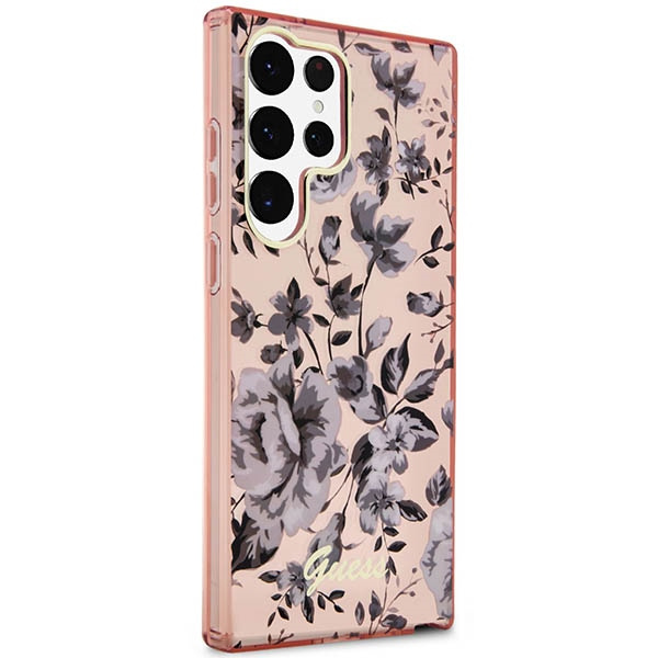 Guess GUHCS23LHCFWSP S23 Ultra S918różowy/pink hardcase Flower Collection