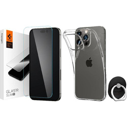 ZESTAW SPIGEN ETUI LIQUID CRYSTAL FLEX + SZKŁO TR SLIM HD + STYLE RING IPHONE 14