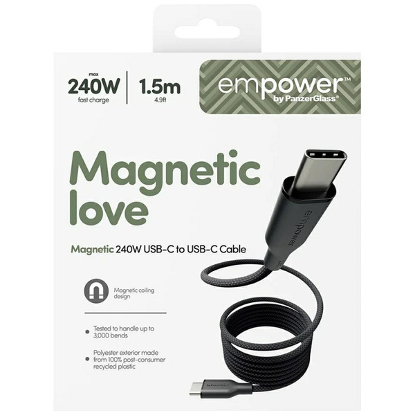 Kabel empower by PanzerGlass Magnetic    240W USB-C do USB-C 1.5m czarny