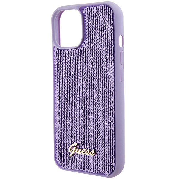 Guess GUHCP15SPSFDGSU iPhone 15 / 14 / 13 6.1" fioletowy/purple hardcase Sequin Script Metal
