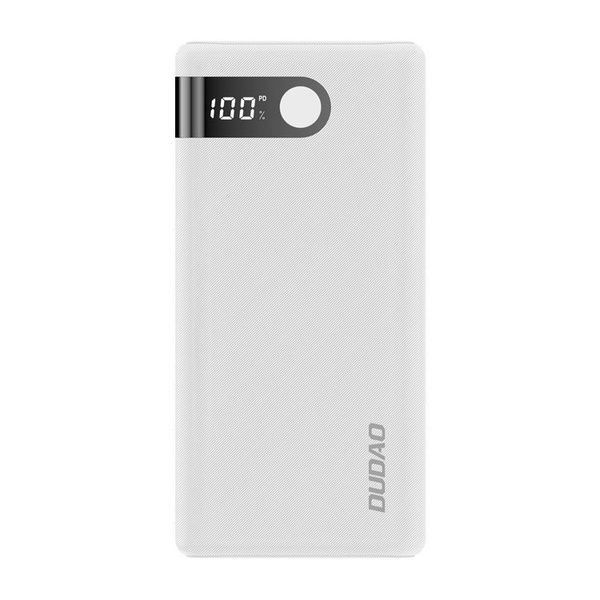 Dudao power bank 20000 mAh 2x USB / USB Typ C / micro USB 2 A z ekranem LED biały (K9Pro-05)