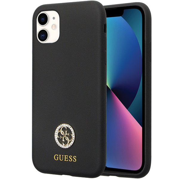 Guess GUHCN614DGPK iPhone 11 / Xr 6.1"czarny/black hardcase Silicone Logo Strass 4G