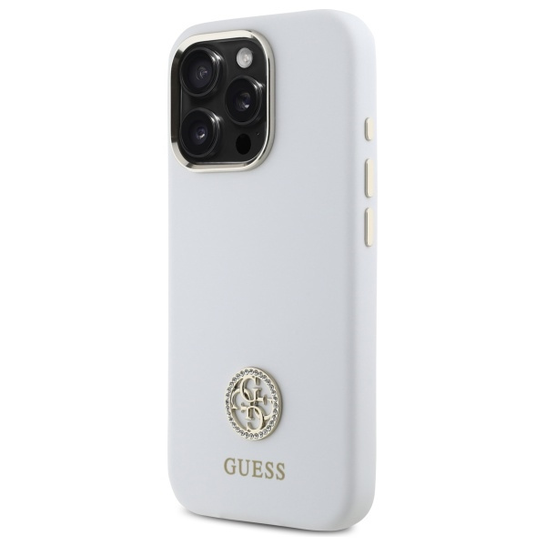 Guess GUHCP16XM4DGPH iPhone 16 Pro Max   6.9" biały/white hardcase Silicone Logo Strass 4G